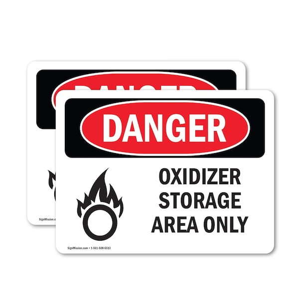 Signmission Oxidizer Storage Area Only, 10 in W x Rectangle, Vinyl Decal OS-2PACK-DS-D-710-L-2047 - main
